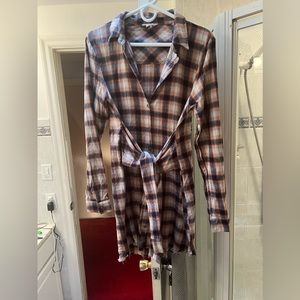 Plaid button down shirt/dress